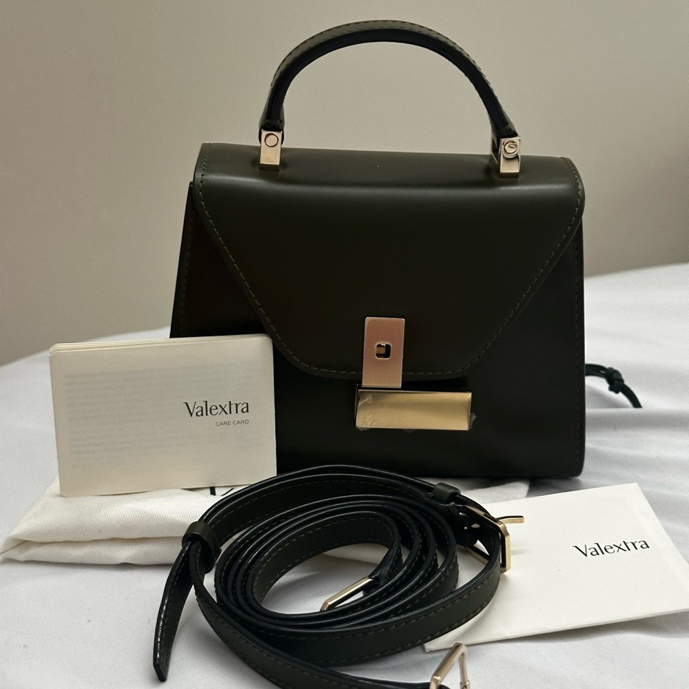 Valextra Dark Green Mini Bag with Gold Accents - Picture 3 of 16